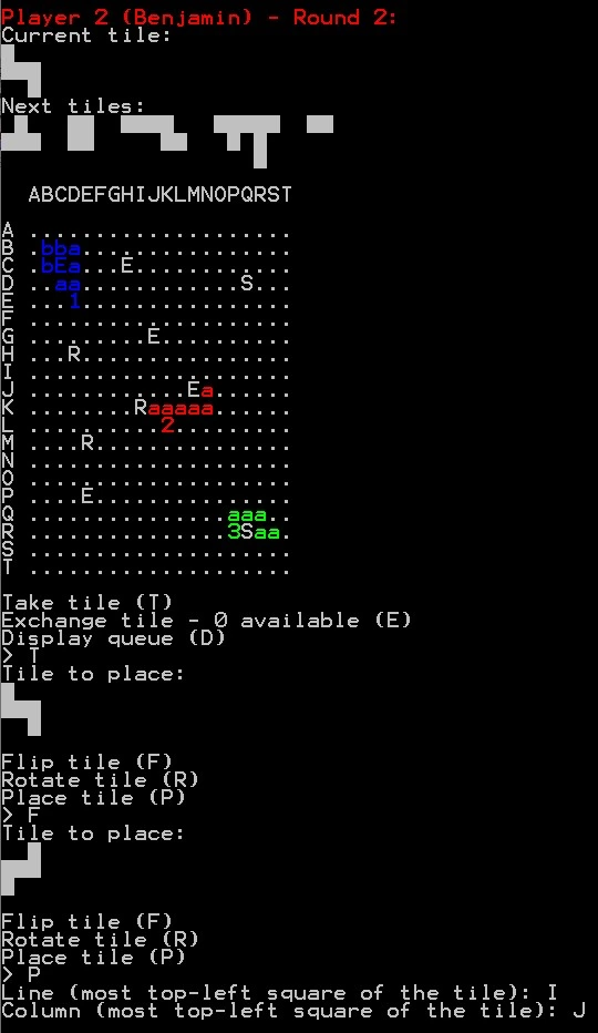 Interface d'avancement d'une partie de Laying Grass